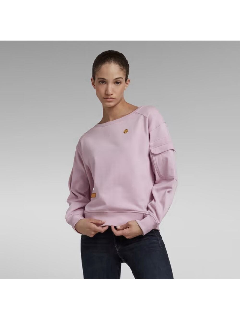 G-Star Raw Boatneck Sweater Pink Small Women’s Bicep Pocket Patches